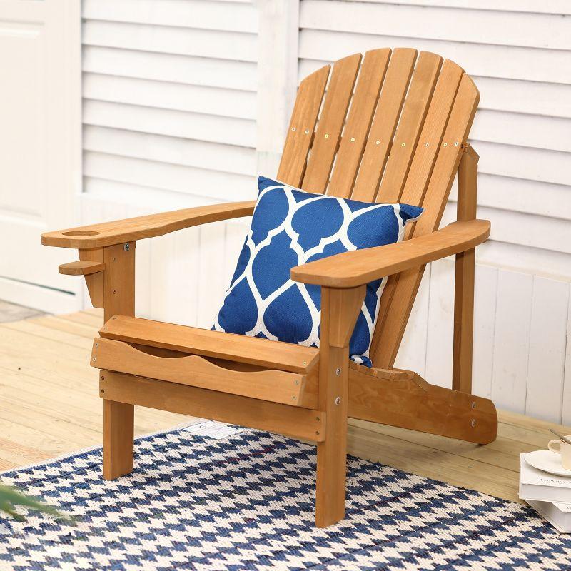 Solid Wood Spacious Adirondack Chair with Cup Holder