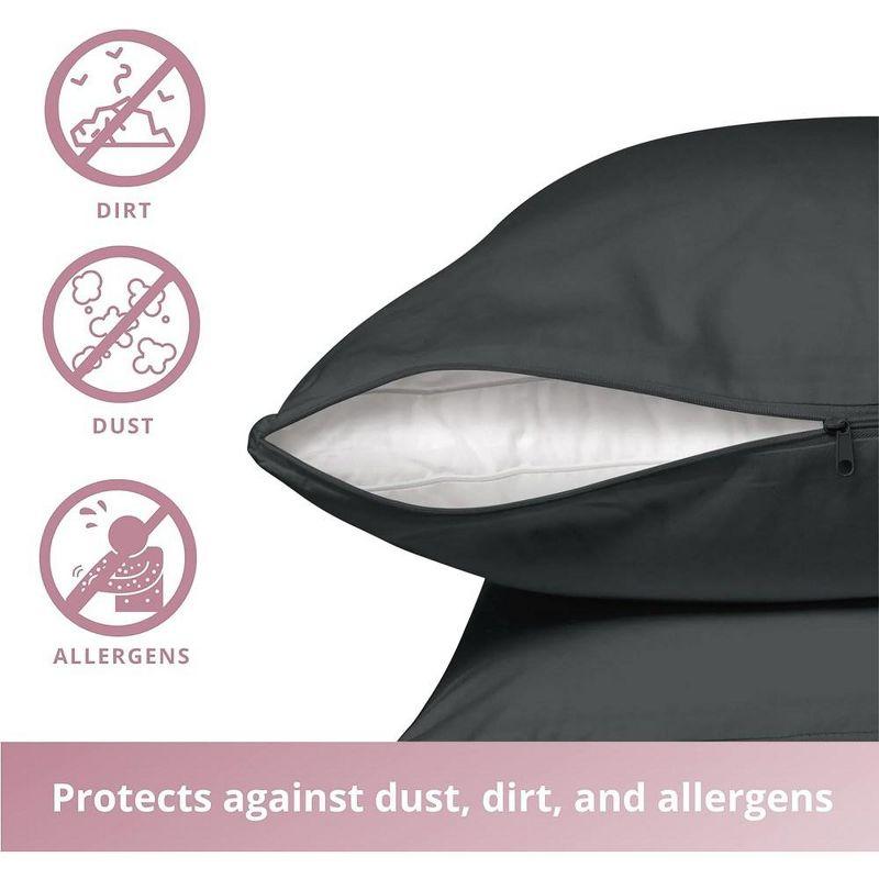 100% Cotton Zippered Pillow Protector (2 pck) Standard - Charcoal