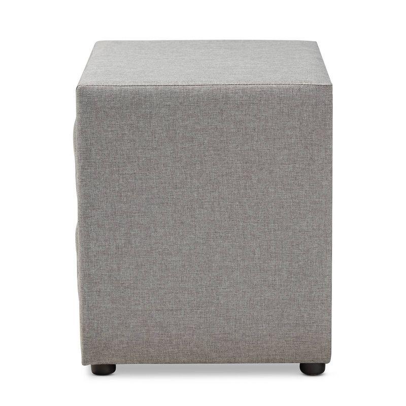 Lepine Gray Tufted 2-Drawer Wood Nightstand with Silver Knobs