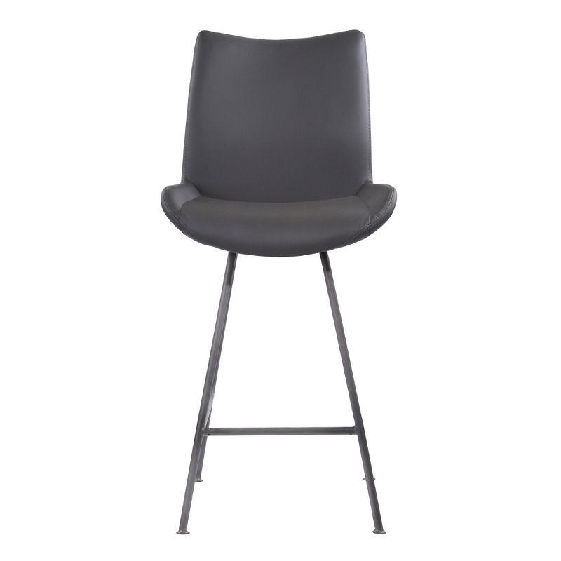 Sleek Gray Powder Coat 26" Metal and Leather Counter Stool