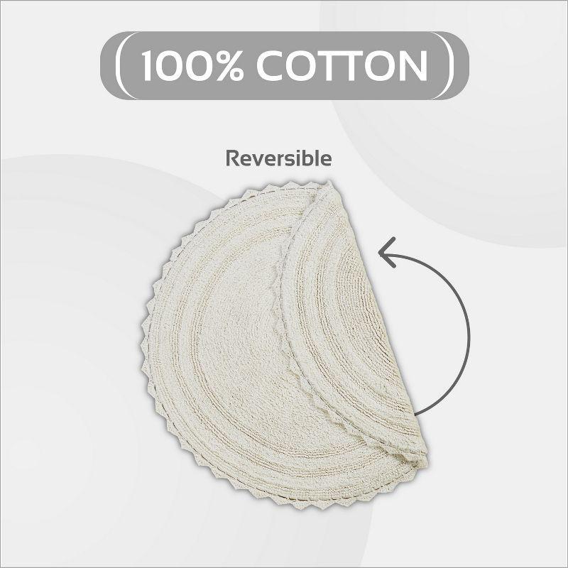 Better Trends Lilly Crochet 100% Cotton Tufted Reversible Bath Rug 30" Round - Ivory