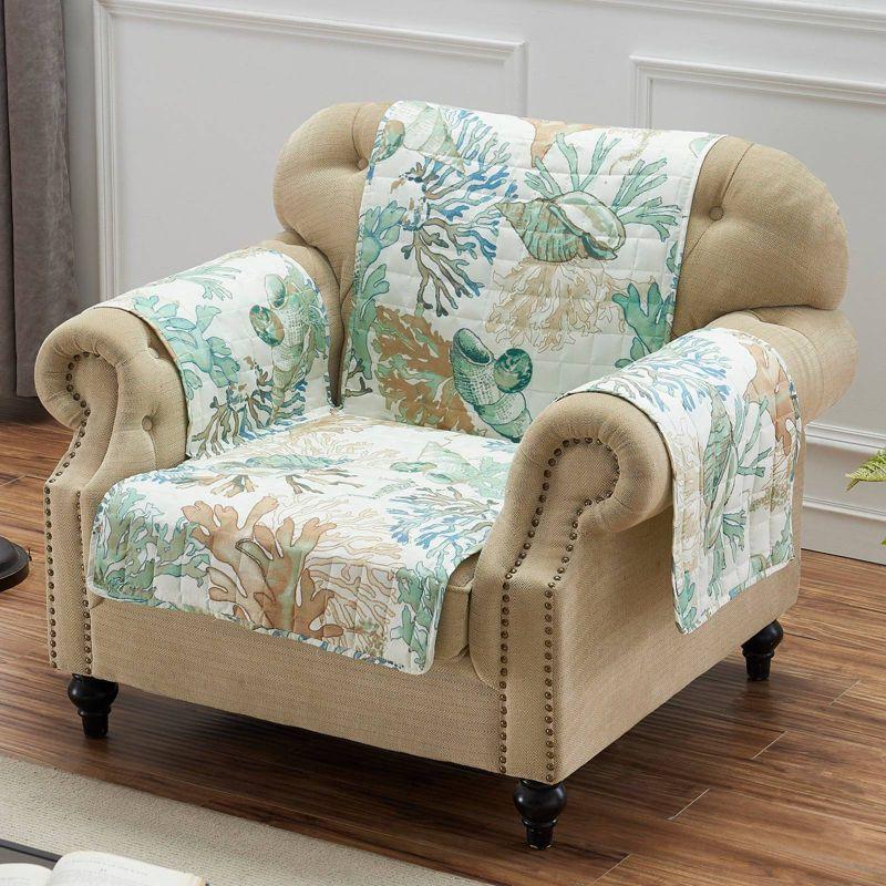 Atlantis Jade Reversible Polyester Armchair Slipcover