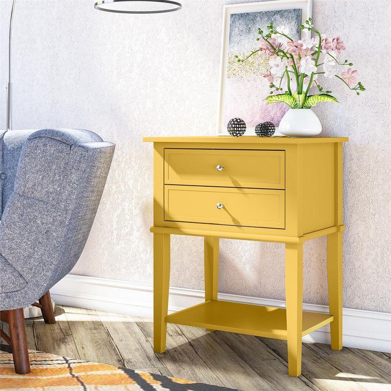 Franklin Mustard Yellow Wood Veneer Nightstand with Storage