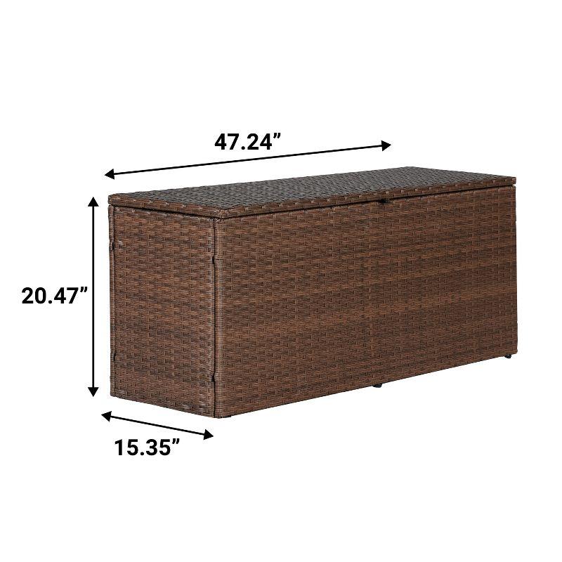 happimess Nino 47.24" Modern Minimalist Outdoor Faux Wicker Deck and Patio Storage Box, Brown