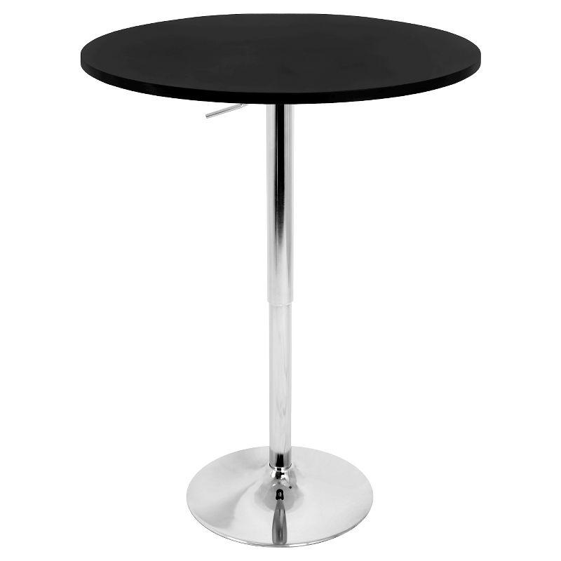 27.5" Elia Adjustable Pub, Bar and Counter Height Table: Chrome Pedestal Base, MDF Top, Kitchen-Friendly Table - LumiSource