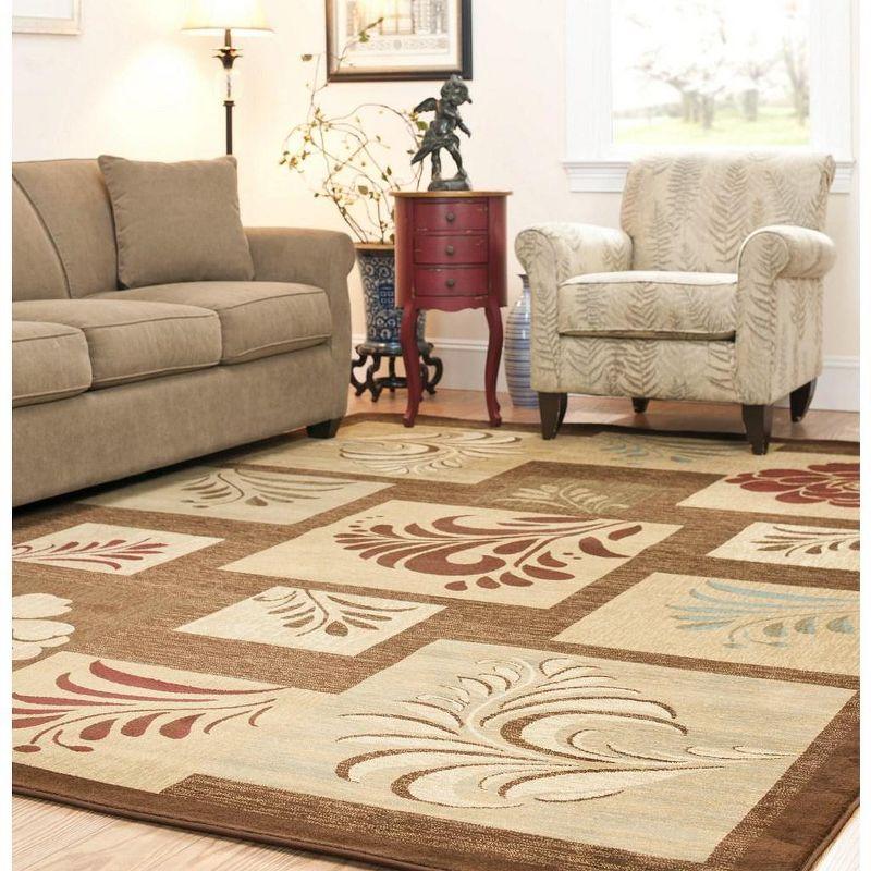 Elegant Traditional 79" Brown Synthetic Rectangular Rug