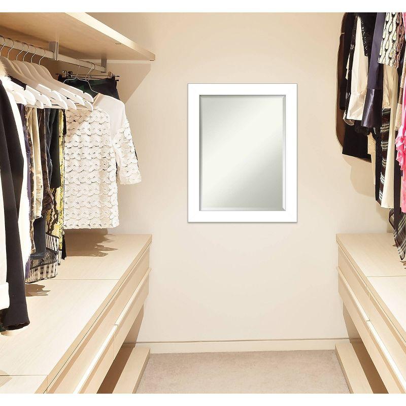 22" x 28" Wedge Framed Bathroom Vanity Wall Mirror White - Amanti Art: Modern, Satin Finish, No Assembly Required