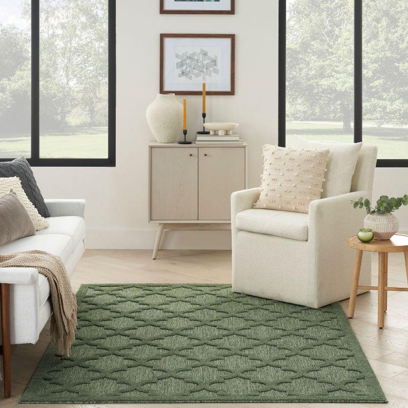 Nourison Easy Care Trellis Flatweave Indoor Outdoor Area Rug 6' x 9' Green