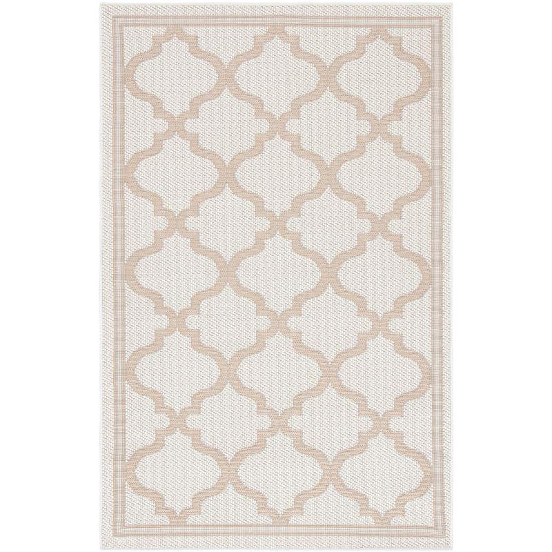 Ivory Beige Geometric Quatrefoil 4' x 6' Synthetic Area Rug