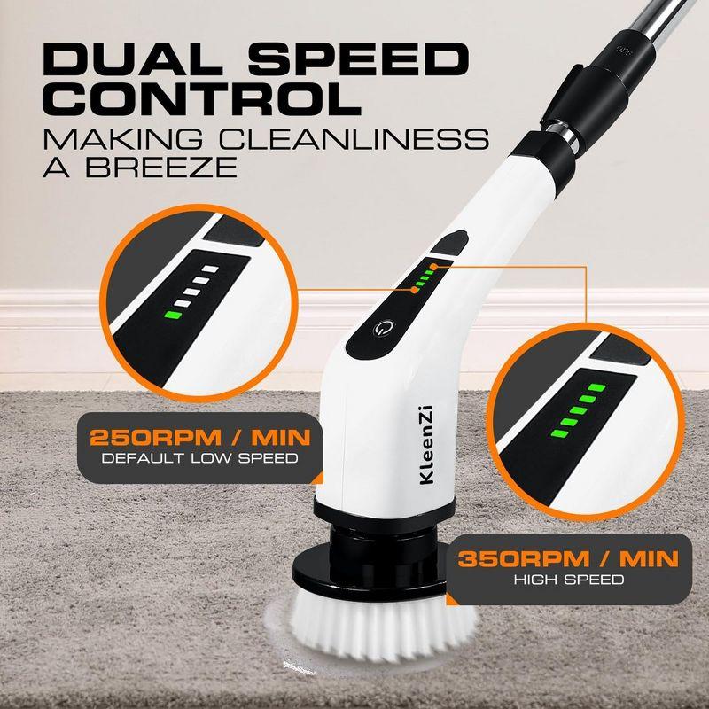 Electric Spin Scrubber Cleaning Brush 8 In 1 Shower Scrubber Adjustable Handle. For Windows, Bathrooms, Cars. Luminuxe