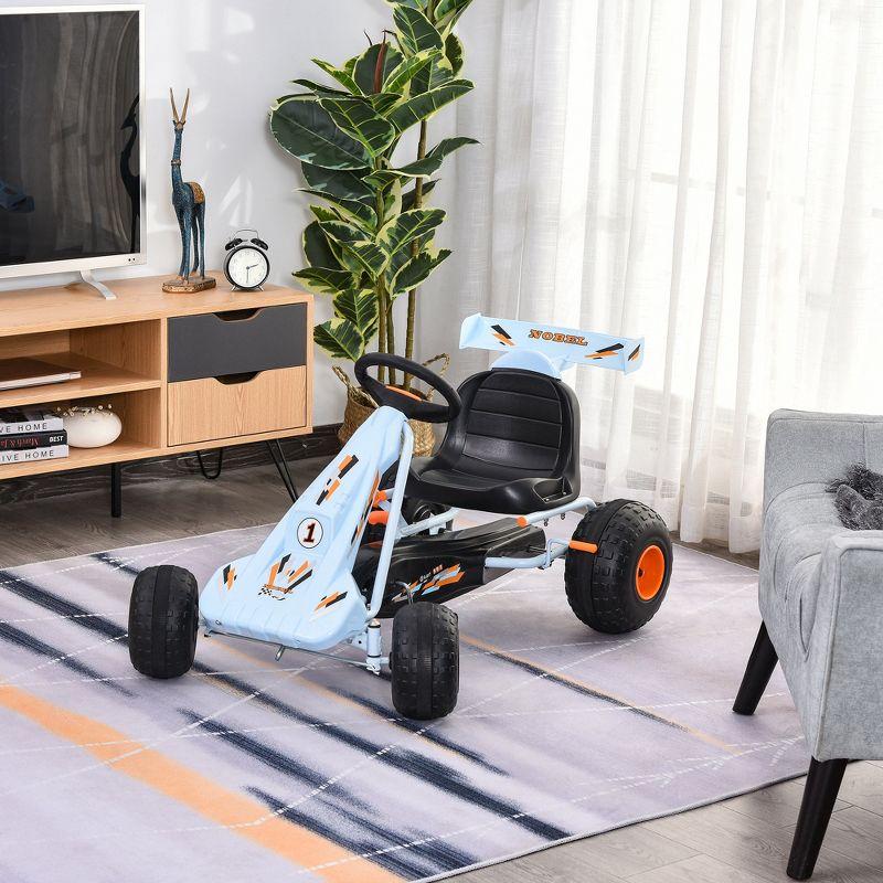 Light Blue Adjustable Pedal Go Kart with Plastic Wheels