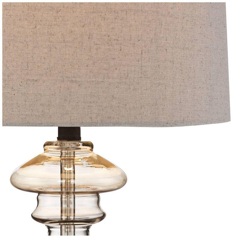 Elegant Champagne Gold Glass Table Lamp with Taupe Drum Shade