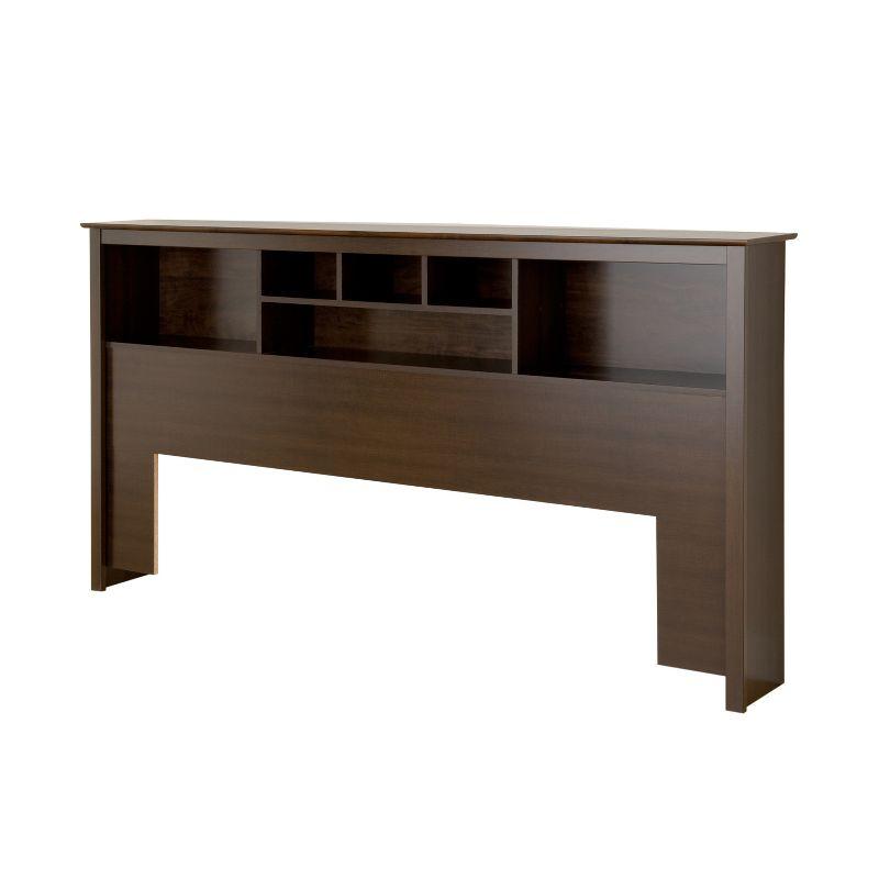 Espresso King Wood Bookcase Headboard with Storage