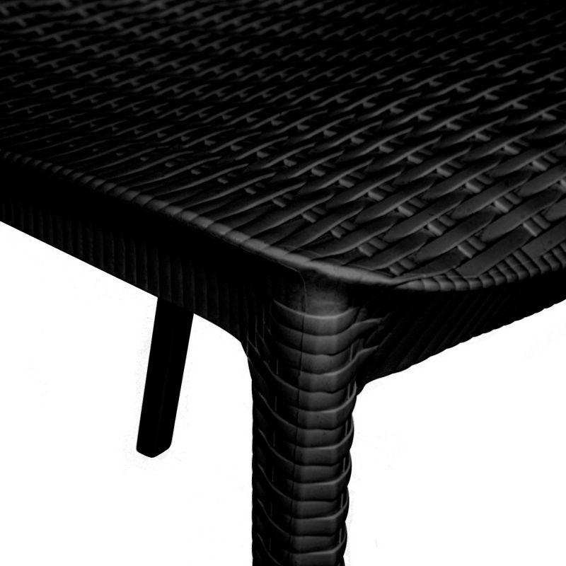 LeisureMod Kent Modern Outdoor Plastic Dining Chair Stackable Design Set of 4 in Black