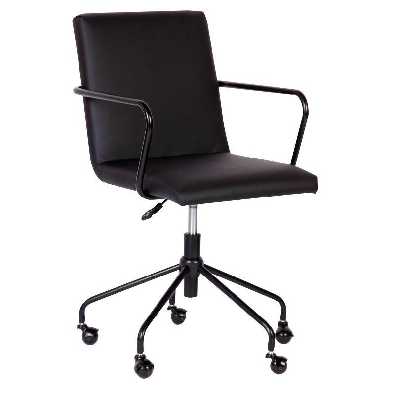 Logan Black Faux Leather Swivel Desk Chair with Metal Base