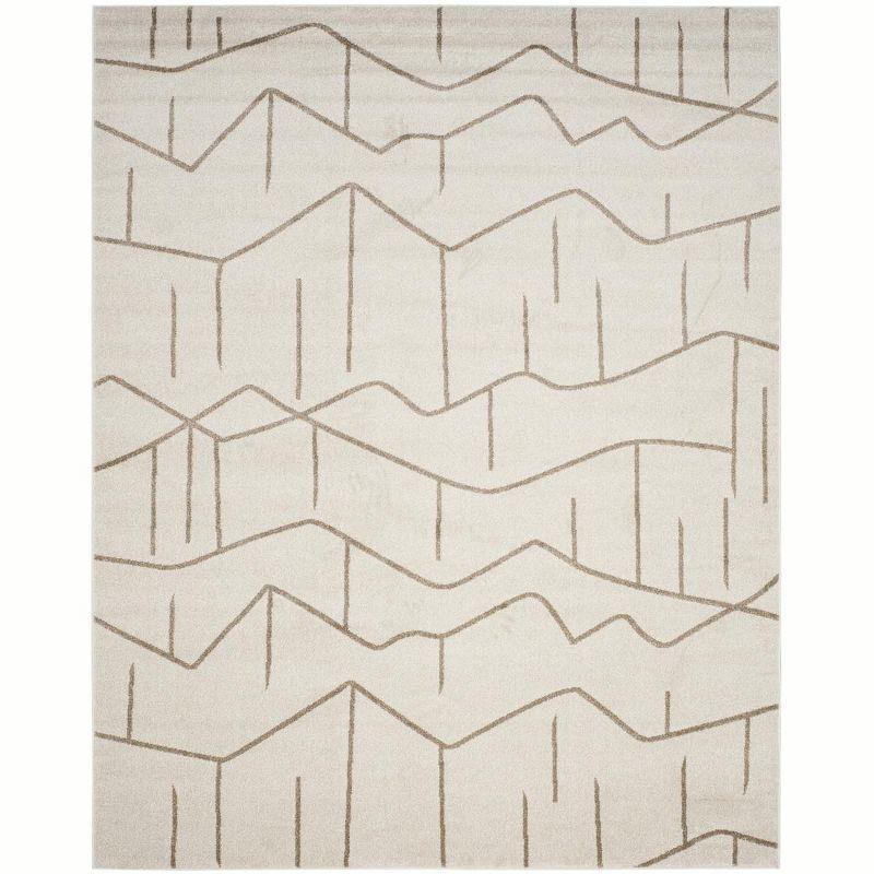 Ivory Geometric Easy-Care 8' x 10' Synthetic Area Rug