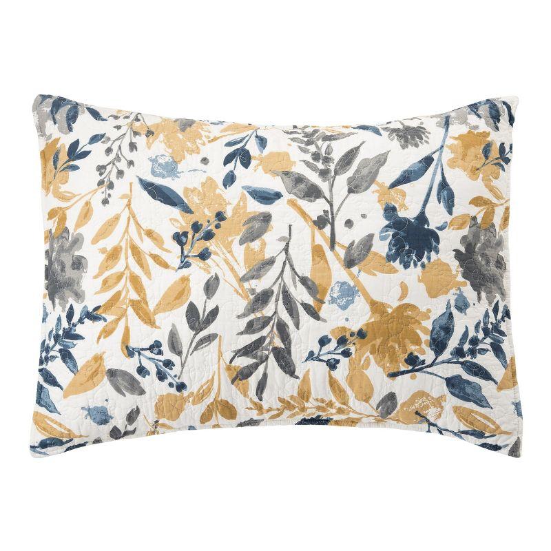 C&F Home Natural Home Blue/Yellow/Gray/White Cotton Reversible Quilt Set
