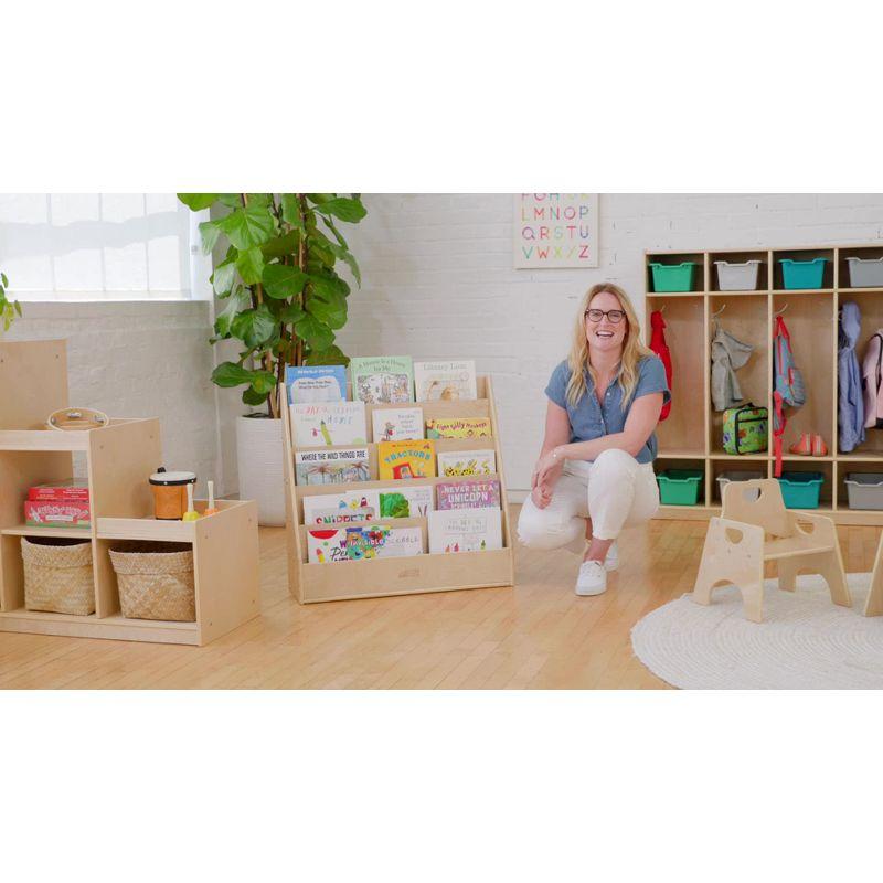 Natural Birch 5-Compartment Kids Book Display Shelf