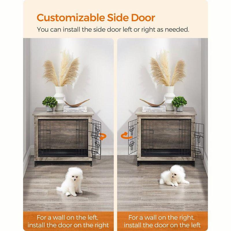 Feandrea Dog Crate Furniture, Side End Table, Modern Kennel for Dogs Indoor up to 30 lb, Heavy-Duty Dog Cage, Double-Door Dog House, Greige