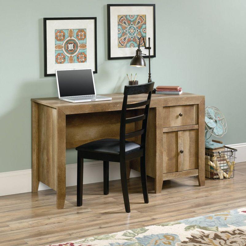 Craftsman Oak Brown Desk with Filing Cabinet and Drawer