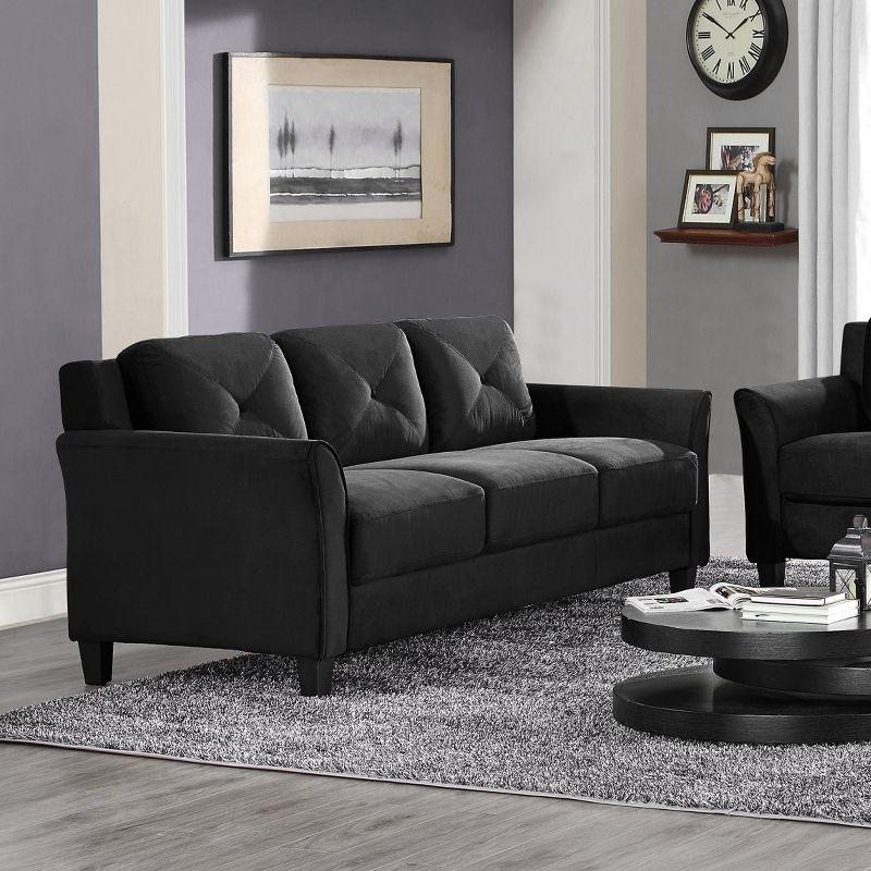 Harper Tufted Microfiber Sofa Black - Lifestyle Solutions