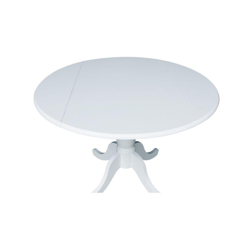 42" Patsy Round Top Dual Dining Table White - International Concepts: Drop Leaf, Seats 4