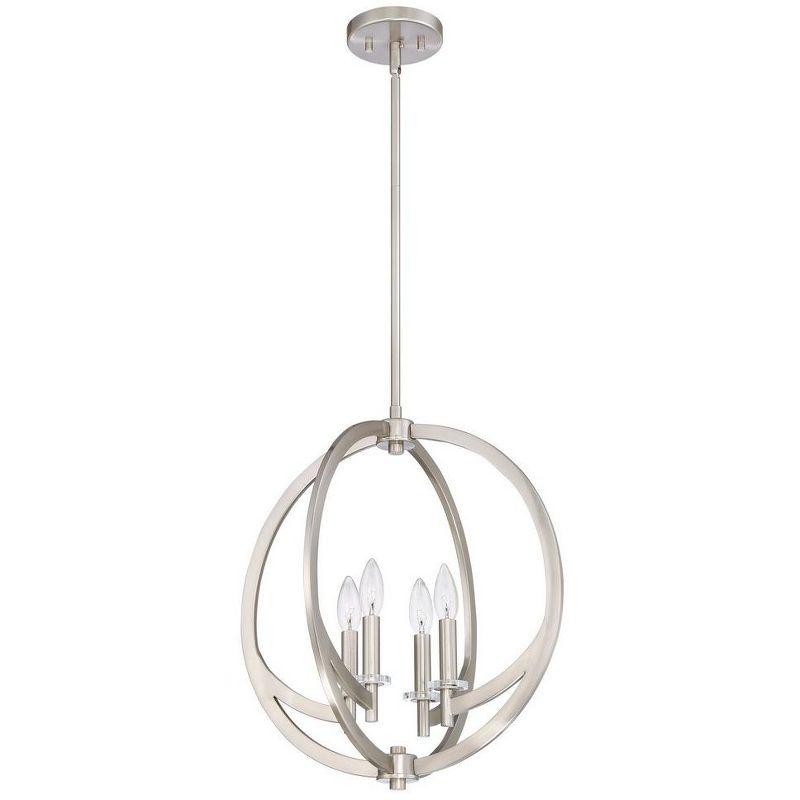 Brushed Nickel 18" Globe Pendant Light with Glass Shade