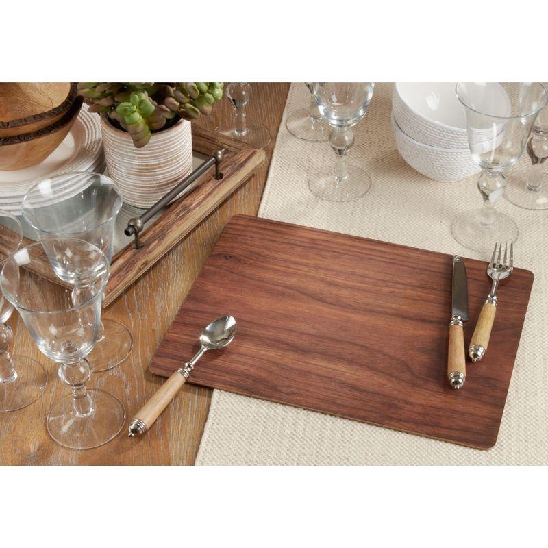 Saro Lifestyle Wood Print Placemat, 12"x16" Oblong, Brown (Set of 4)