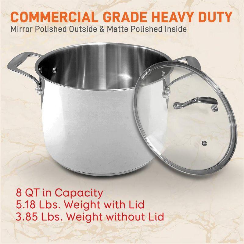 NutriChef 8-Quart Stainless Steel Stock Pot with Handles and Lid