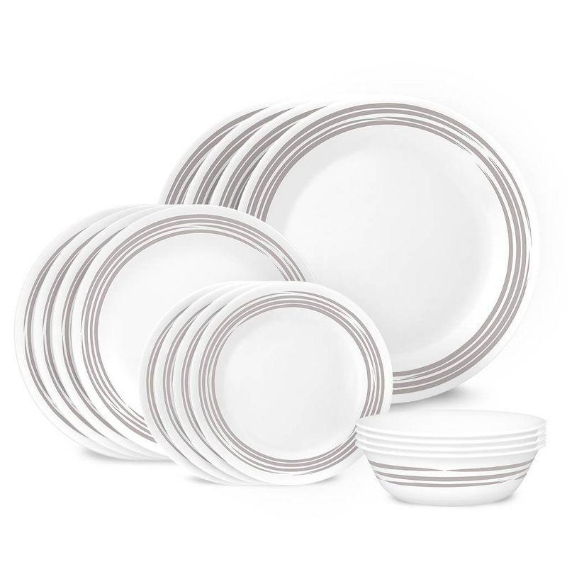 White and Silver Glass 16-Piece Dinnerware Set