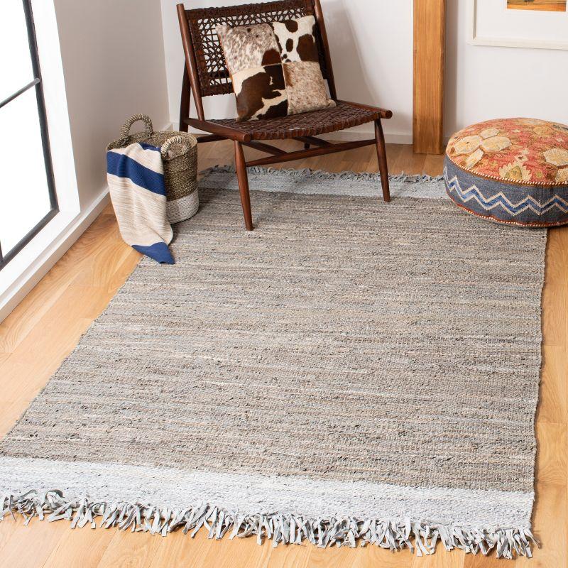 Vintage Leather VTL310 Hand Woven Indoor Area Rug - Light Grey/Taupe - 5'x8' - Safavieh
