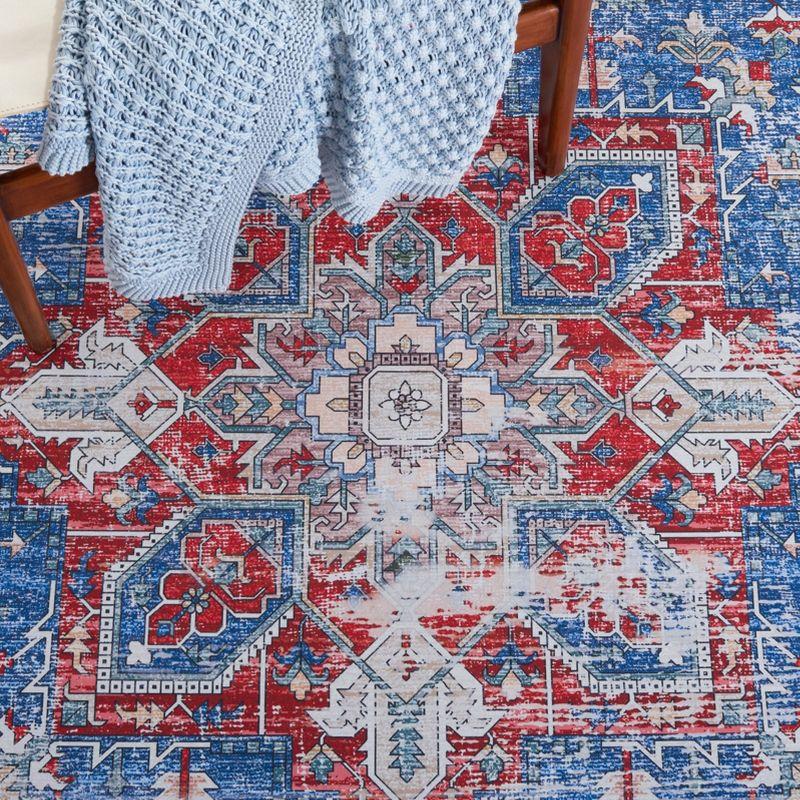 Tucson TSN102 Power Loomed Machine Washable Area Rug - Blue/Red - 4'x6' - Safavieh.