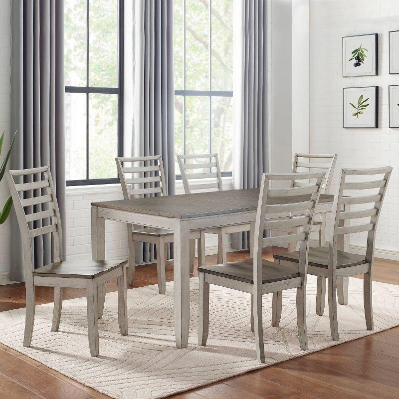 Abacus 7-Piece Smokey Alabaster and Honey Dining Set with Self-Storing Leaf