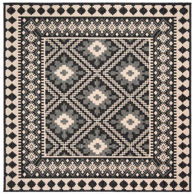 Veranda VER099 Power Loomed Indoor/Outdoor Accent Rug - Ivory/Grey - 3'x3' - Safavieh