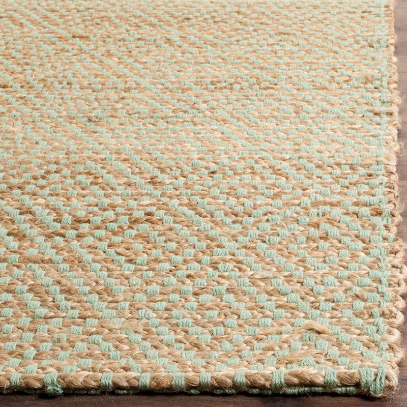 Natural Green Handwoven Jute Square Area Rug