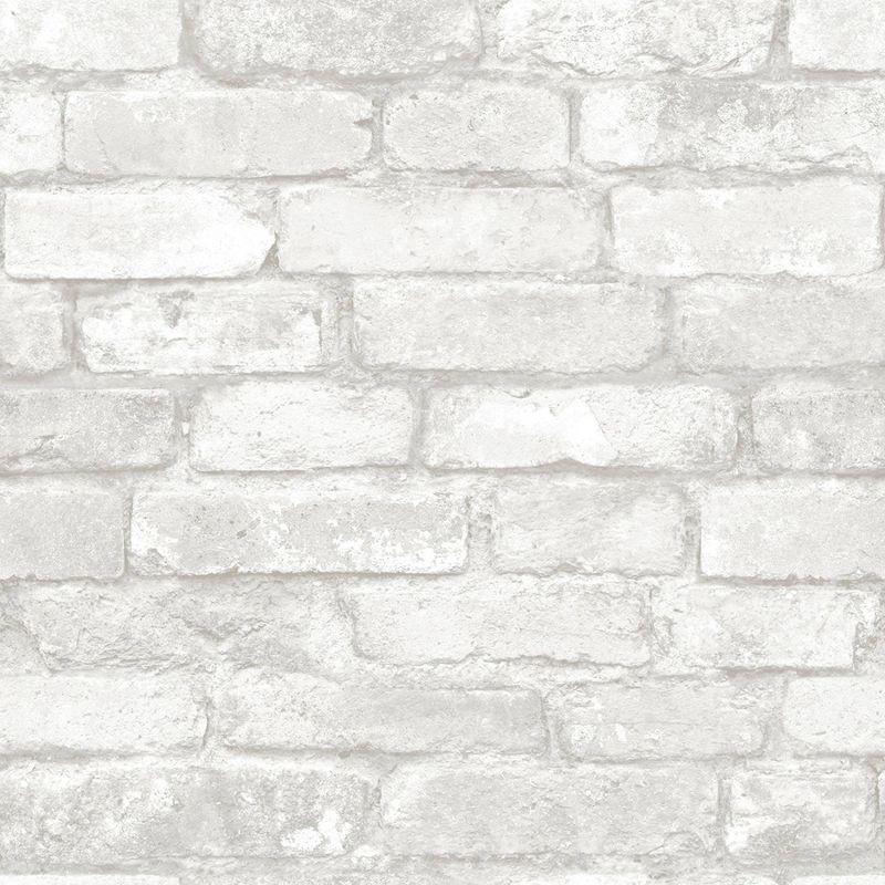 NuWallpaper Brick Peel & Stick Wallpaper White/Gray: Modern Brick Design, Self-Adhesive, Washable, 30.75 Sq Ft Coverage