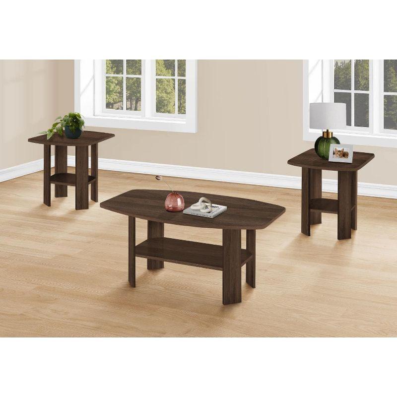 Walnut Transitional 3-Piece Coffee and End Table Set