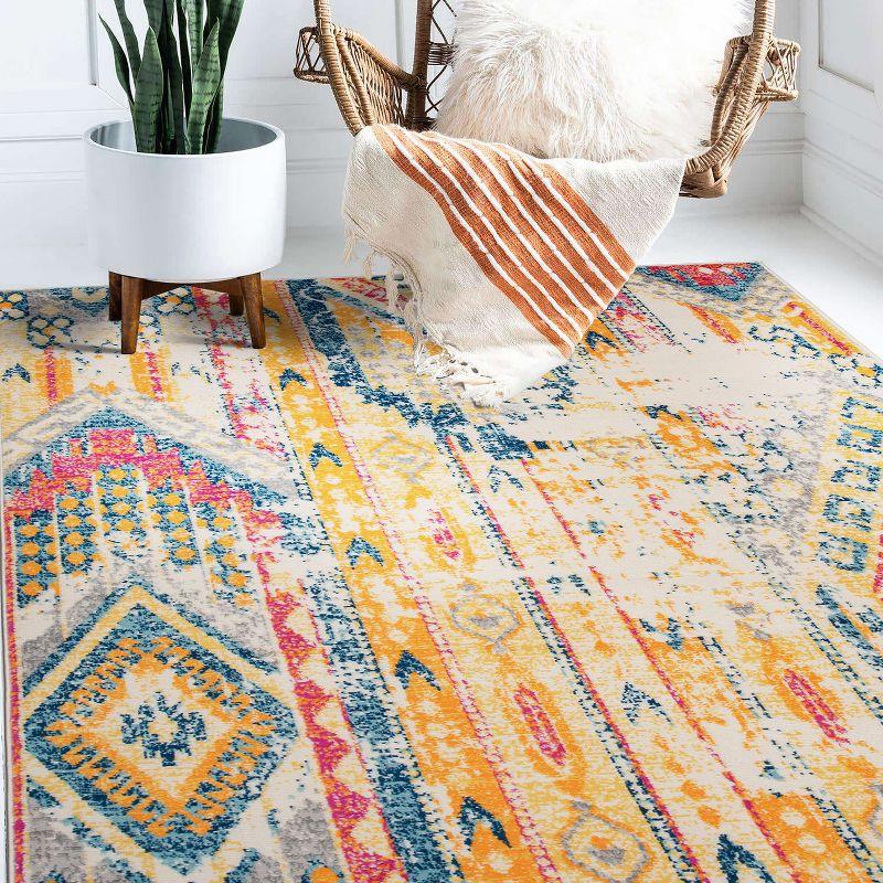 Multicolor Geometric Stain-Resistant Synthetic Area Rug 42" x 4"