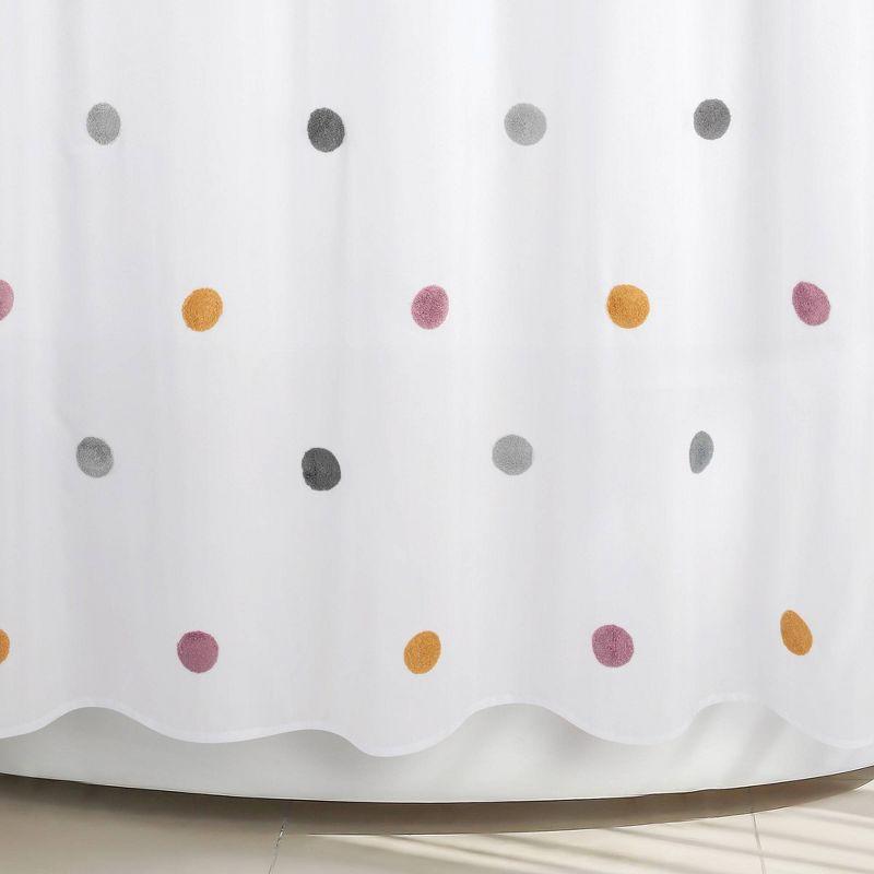 Allure Home Creations Dots Shower Curtain: Polyester Bath Curtain, Microfiber, Buttonhole Top