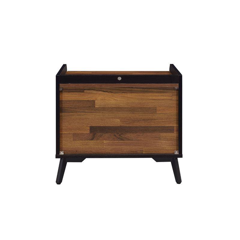 20" Jiranty Accent Table Walnut/Black Finish - Acme Furniture: Industrial Design, 2 Drawers, Metal Legs