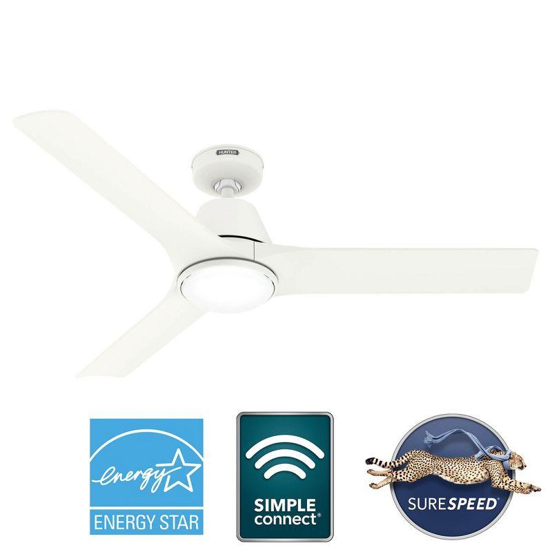 Hunter 52 Inch AeronautWi-Fi ENERGY STAR® Damp Rated Ceiling Fan With Lights And Remote