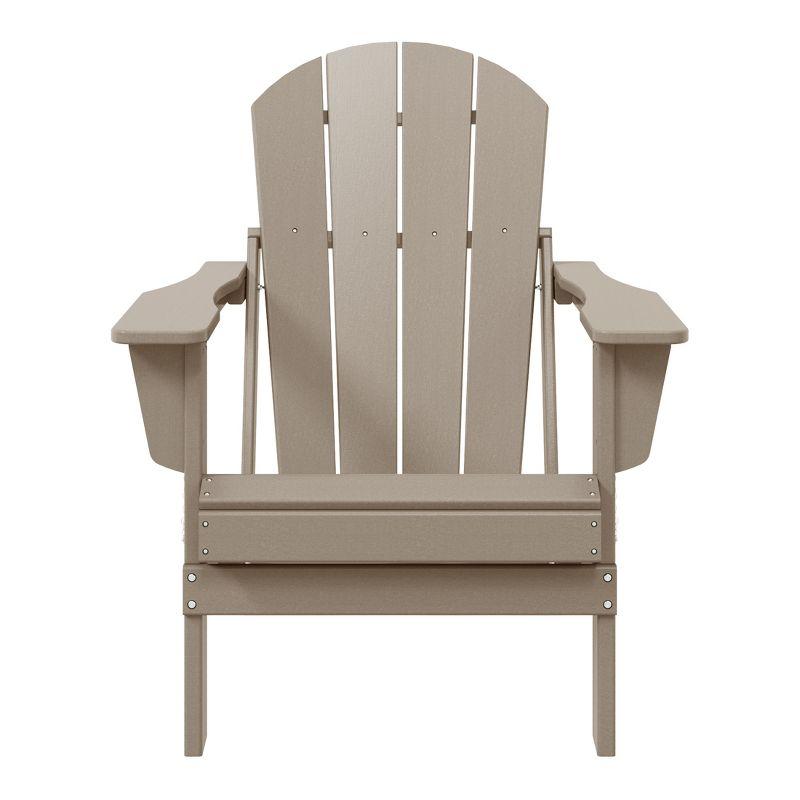 WestinTrends Malibu HDPE Outdoor Patio Folding Poly Adirondack Chair, Weathered Wood