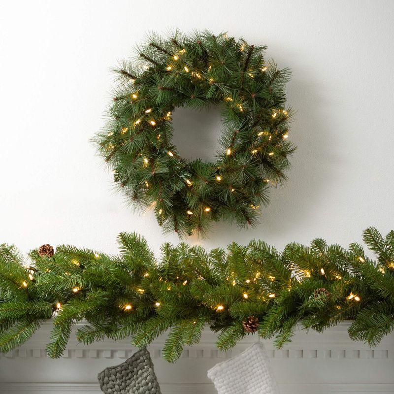 108"L Sullivans Artificial Lit Pine And Cone Christmas Garland Green Indoor Christmas Decor