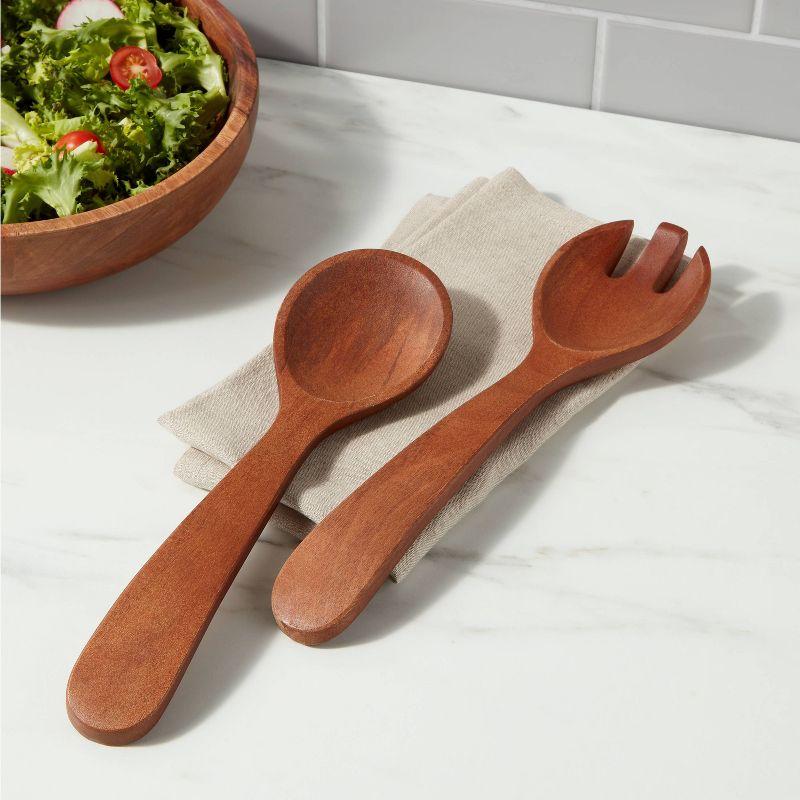 2pc Wood Signature Serving Utensils Set - Threshold™