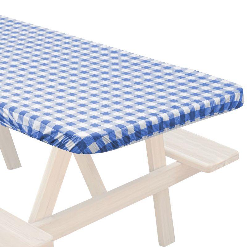 Fitted Vinyl Tablecloth W/ Flannel Backing, Checkered