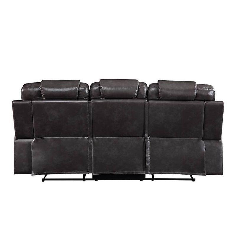 90" Braylon Sofa Magnetite PU - Acme Furniture: Reclining, Plush Cushioning, Includes 1 Pillow