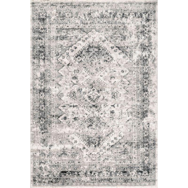 Nuloom Madisson Medallion 4x6 Indoor Area Rug for Living Room Bedroom Dining Room Kitchen, Grey/Ivory