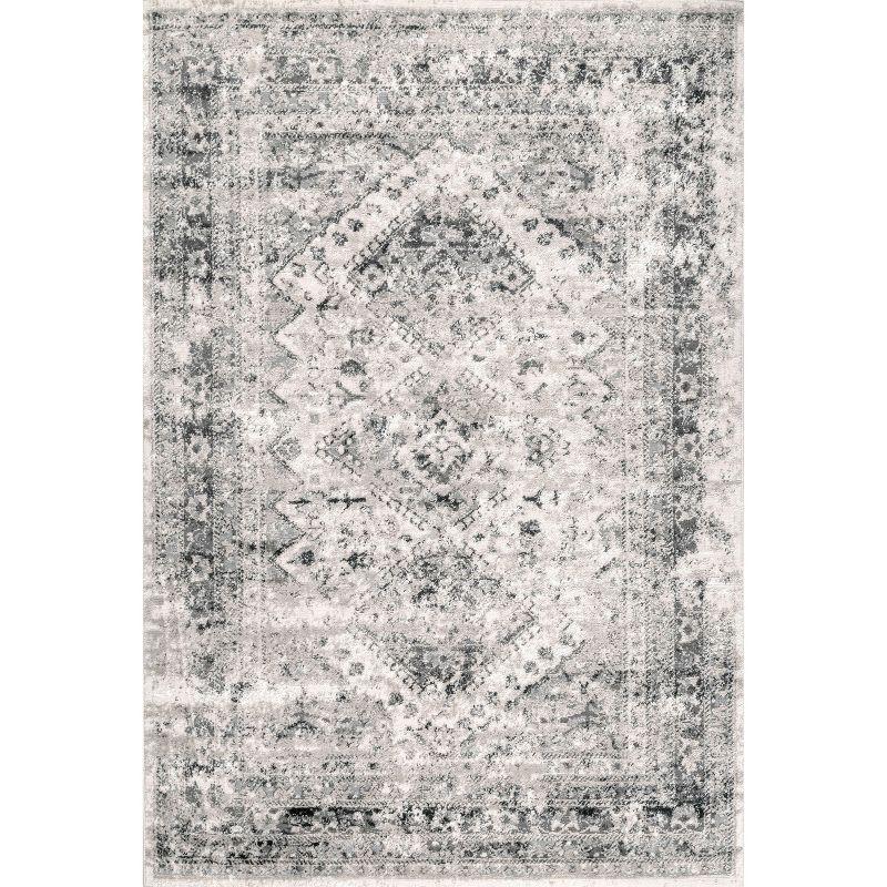 Eco-Friendly Vintage Silver Speckled Oval Area Rug, 4' x 6'