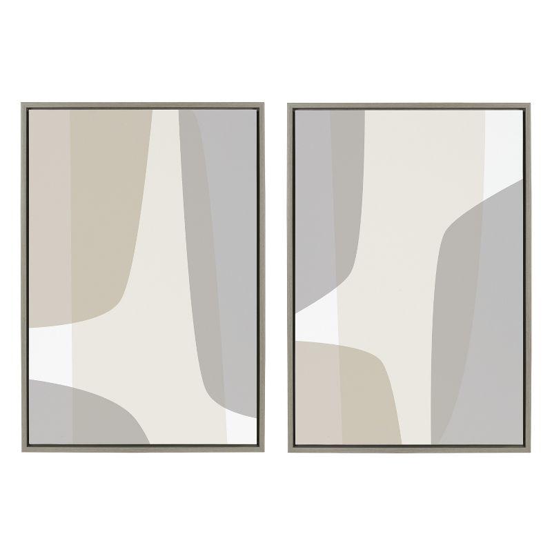 Comforting Curves Beige and Gray Abstract Canvas Art Set