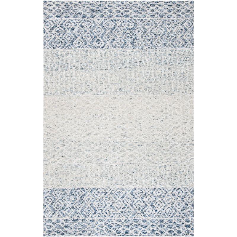 Handmade Blue Wool and Viscose 8' x 10' Tufted Area Rug